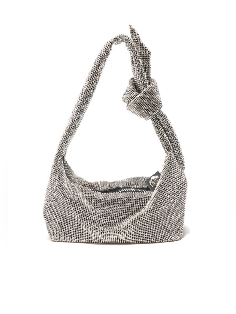NWT Emme Kuo Waverly Swarovski Rhinestone Silver Mesh Mini Hobo Bag